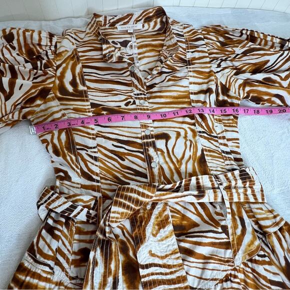 Anthropologie Love The Label Honey Puff Sleeve Swirl Midi Dress Zebra S NWT - Picture 8 of 15